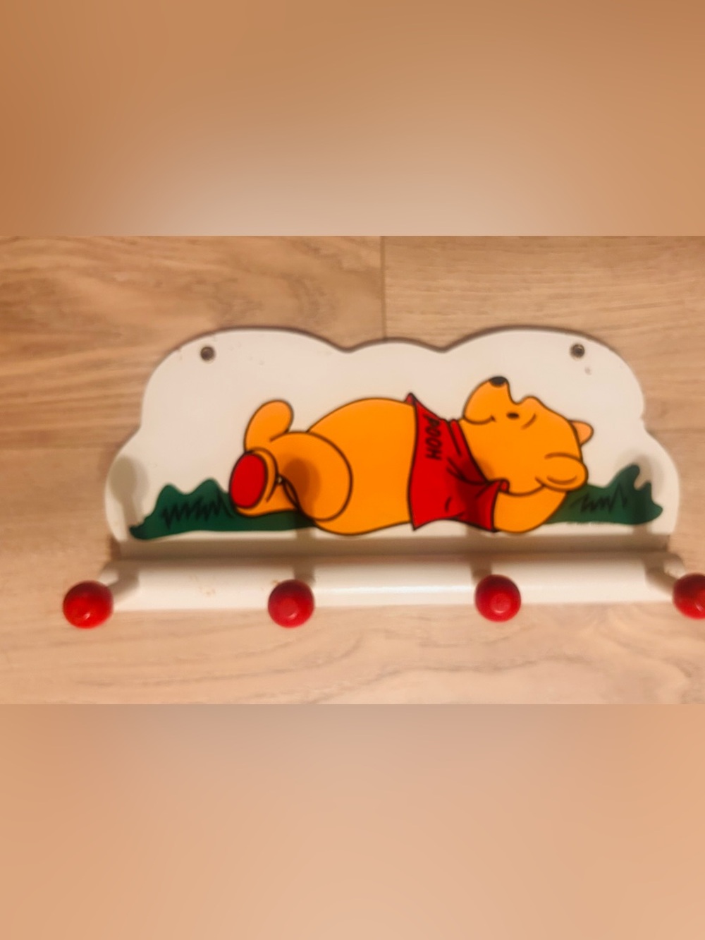 Vintage Walt Disney’s Winnie the Pooh Wall Rack with Hook Rods
